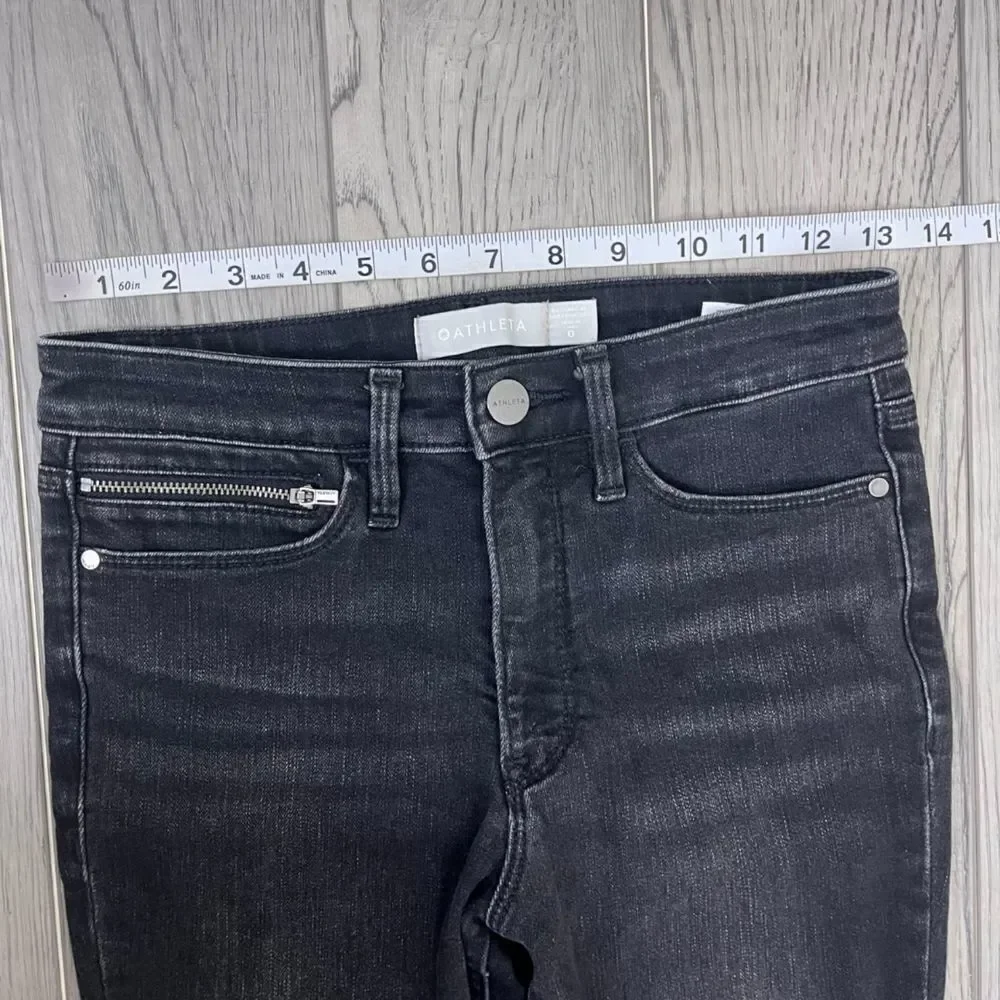 Athleta Sculptek Women Size 0 Black Ultra Skinny Zip Cotton Denim Ankle Jeans
